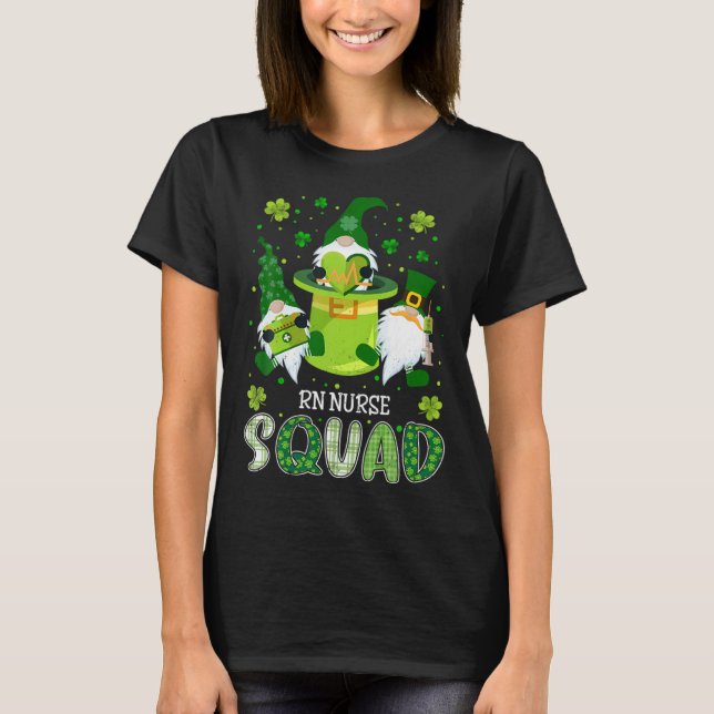 RN Nurse Squad Nursing St Patrick Day Gnomes Irish T Shirt (Framsida)