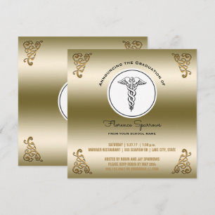 RN Nurse Studentfest Guld Pinning Ceremony Inbjudningar