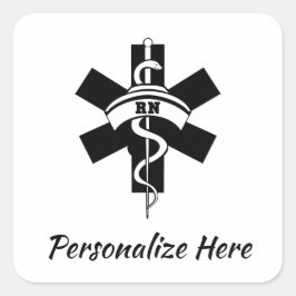 RN Nurses Medical Symbol Fyrkantigt Klistermärke
