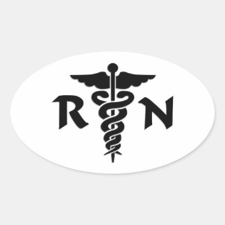RN Nurses Medical Symbol Ovalt Klistermärke