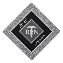 RN Nursing School Silver Glitter Personlig