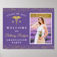 RN Nursing Studenten Lila Guld Glitter foto