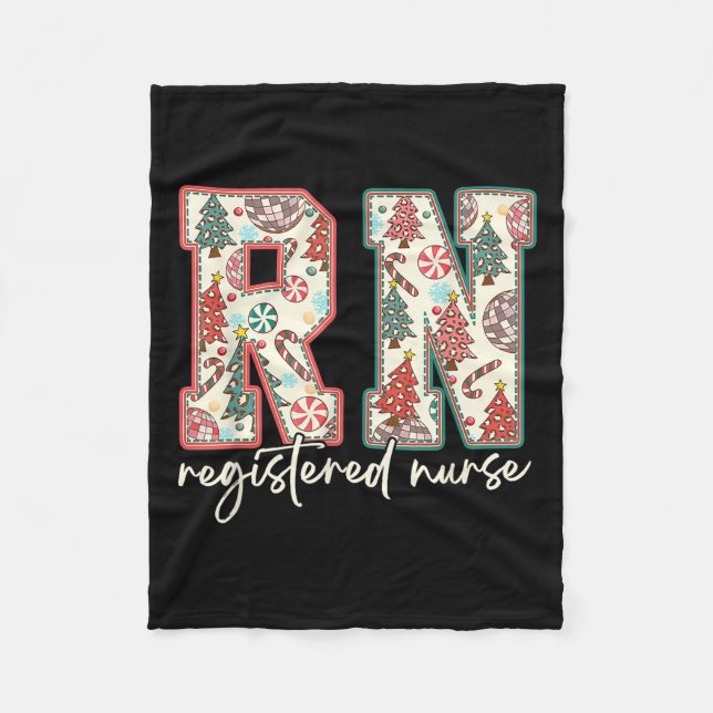 Rn Registerd Nurse jul Julafton Träd Santa Pajam Fleecefilt (Framsidan)