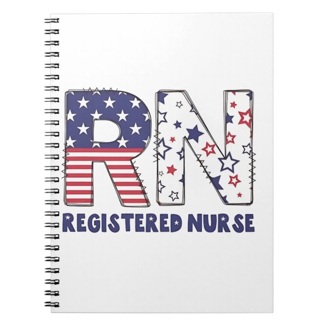 RN Registered Nurse 4:e juli Subtle American Anteckningsbok (Framsidan)