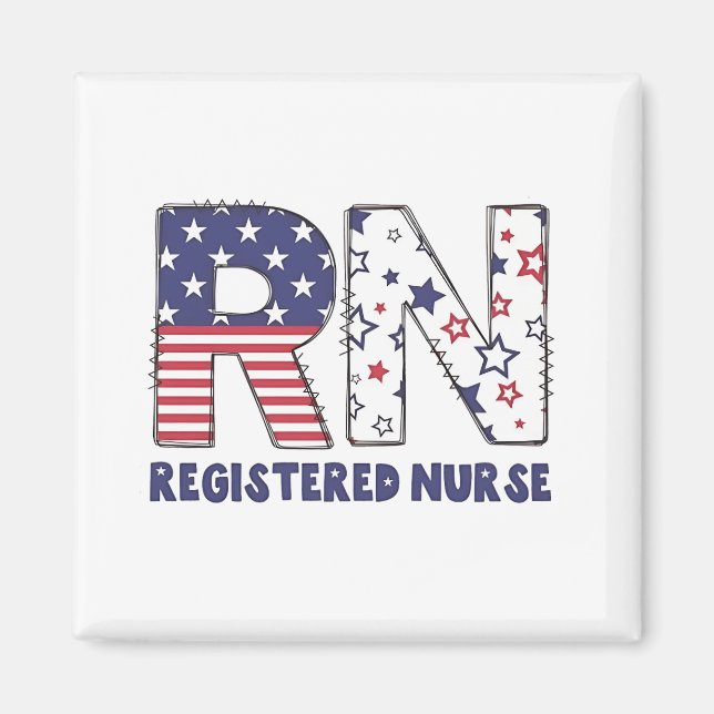 RN Registered Nurse 4:e juli Subtle American Magnet (Framsidan)