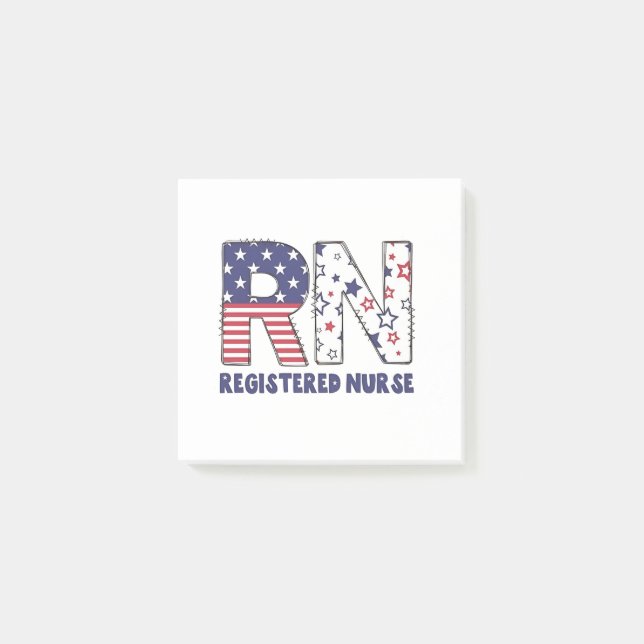RN Registered Nurse 4:e juli Subtle American Post-it Block (Framsida)