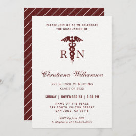 RN Registered Nurse Caduceus Minimalist Studenten Inbjudningar