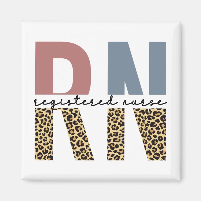 RN Registered Nurse Cheetah Print Nurse Studenten Magnet (Framsidan)