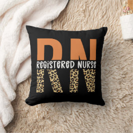 RN Registered Nurse Leopard Typography Kudde