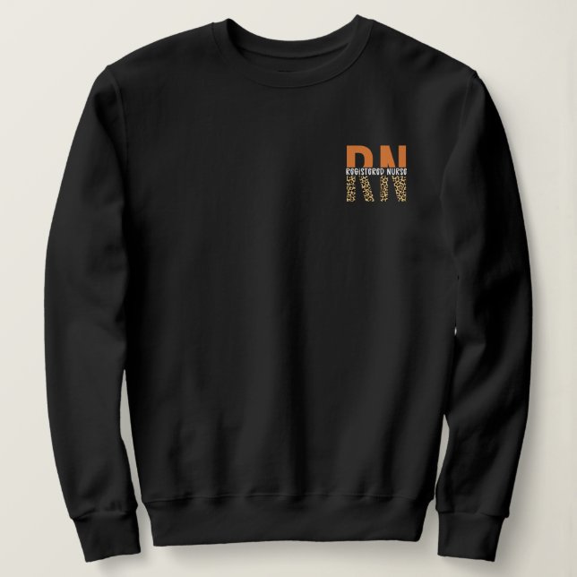 RN Registered Nurse Leopard Typography T Shirt (Design framsida)