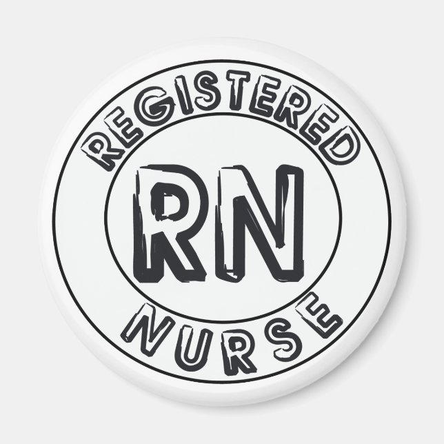 RN REGISTERED NURSE LOGOTYP BADGE MAGNET (Framsidan)
