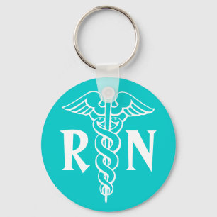 RN Registrerad näringskedja med caduceus-symbol Nyckelring