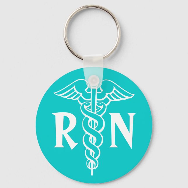RN Registrerad näringskedja med caduceus-symbol Nyckelring (Framsida)