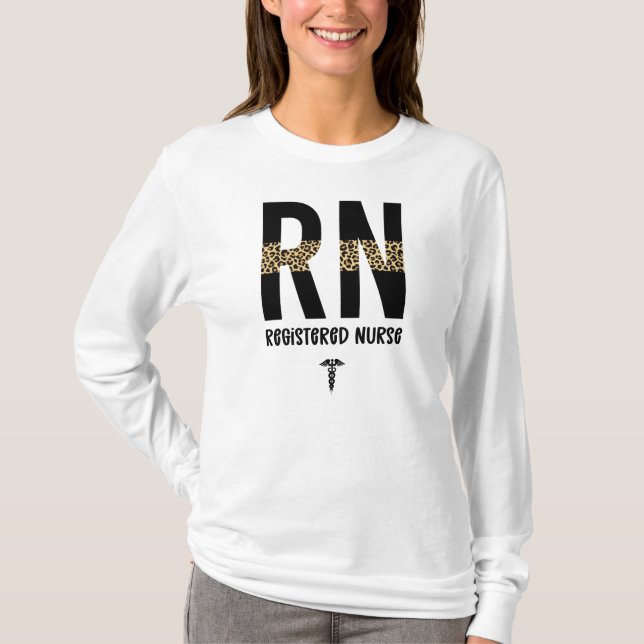 RN Registrerad Nurse Cheetah Nurse Studenten T Shirt (Framsida)