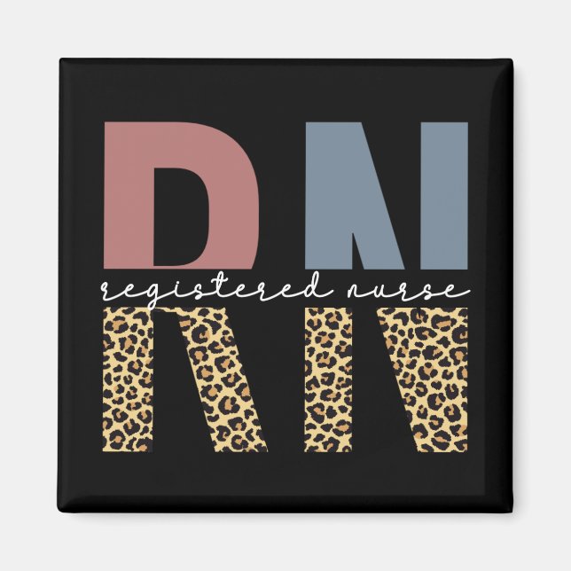 RN Registrerad Nurse Cheetah Print Studenten Magnet (Framsidan)