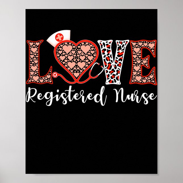 RN-registrerat Nurse Kärlek Heart Stethoscope för Poster (Framsidan)