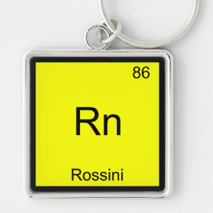 Rn - Rossini Rolig Kemiskt Element Symbol T-Shirt Fyrkantig Silverfärgad Nyckelring