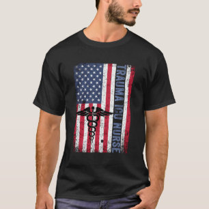 Rn Trauma Icu Nurse Gift Patriotic American Flagga T Shirt