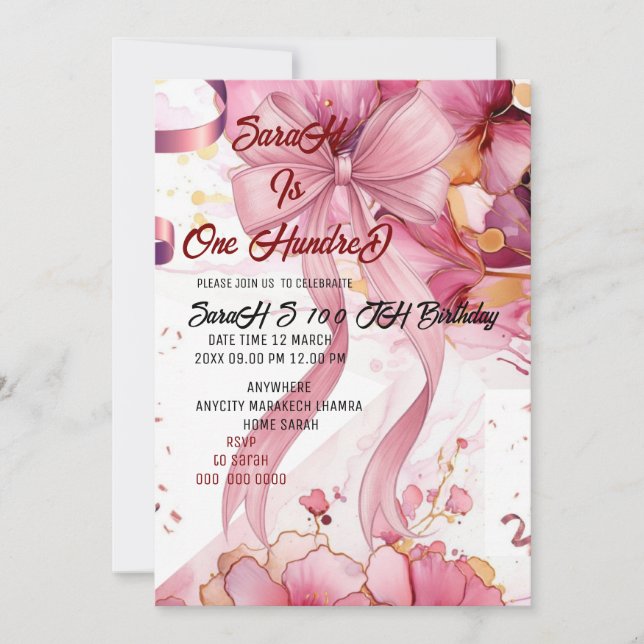 Ro 100:e födelsedagspresent inbjudningar (Framsida)