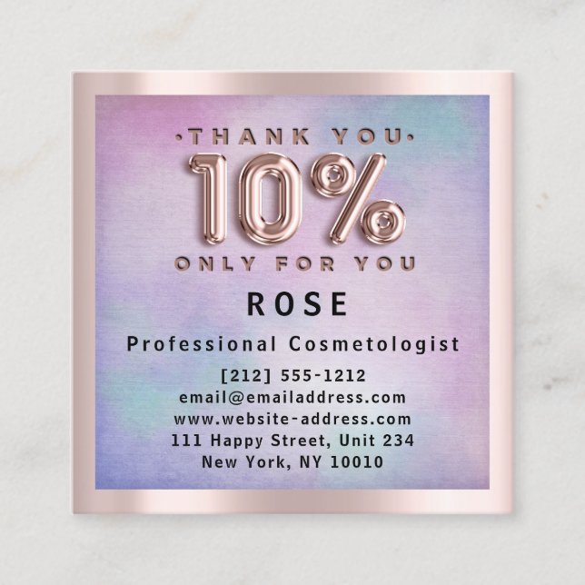 Ro 10% rabatt Logotyp Hair Rosa Ombre Tidsbeställning Kort (Framsida)