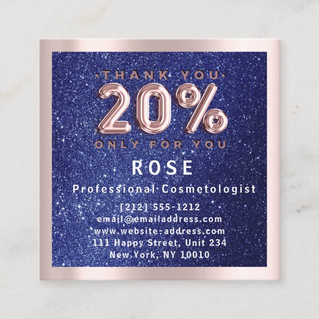 Ro 20 % rabatt Logotyp Hair Lash Glitter Tidsbeställning Kort (Framsida)