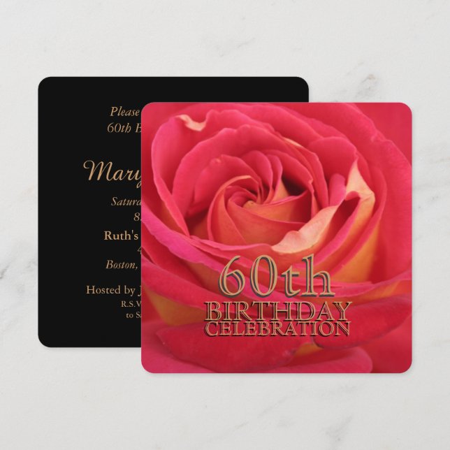 Ro 60:e inbjudan till Anpassningsbar för firande a (Fram/baksida)