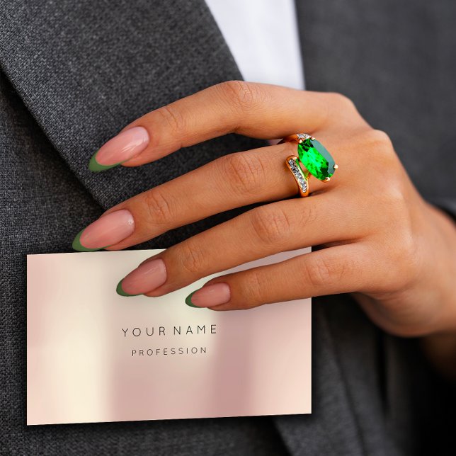 Ro  Abstrakten före  Minimal Silke Metall Visitkort (Rose Blush Pearly Abstract Minimal Silk Metal Business Card)