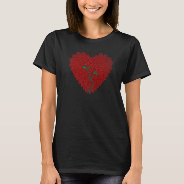Ro Älskare Heart Botaniska trädgårdsblomman Blomma T Shirt (Framsida)
