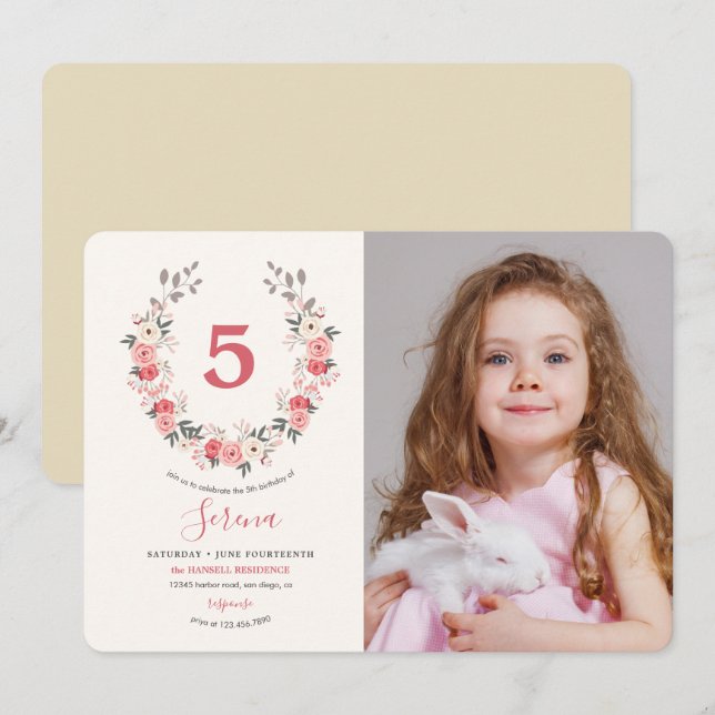Ro-andedräkten femte födelsedag inbjudningar (Fram/baksida)