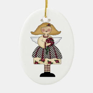Ro ängelornament julgransprydnad keramik