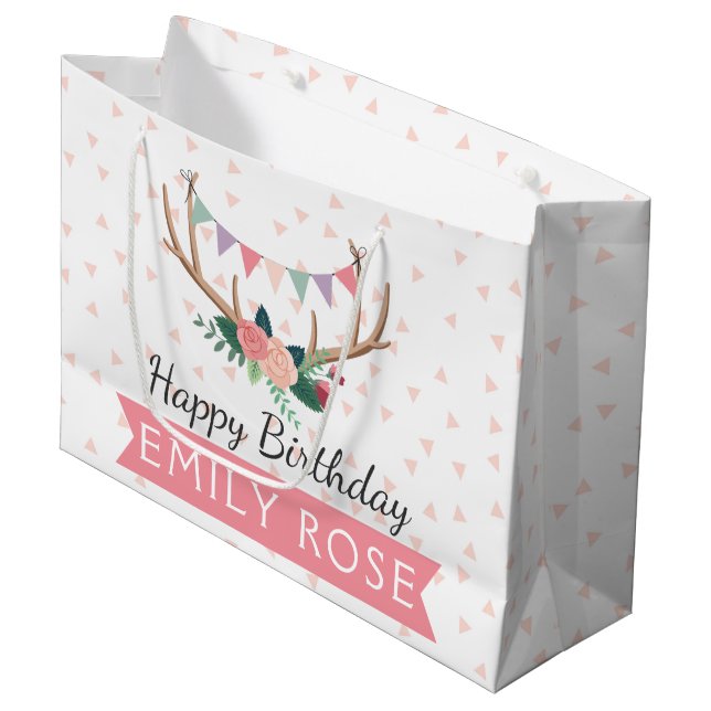 Ro Antlers & Party Bunting Girl Birthday (Framsidan Vinklad)