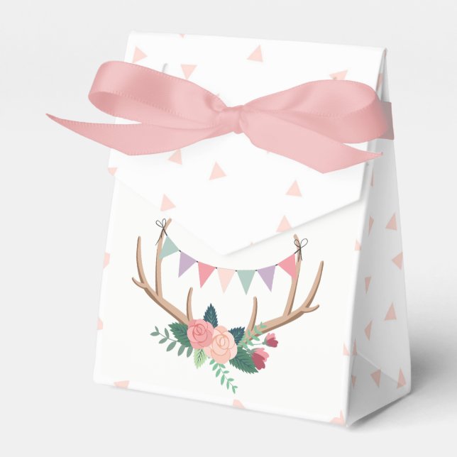Ro Antlers & Party Bunting Girl Birthday Presentaskar (Framsidan Sidan)