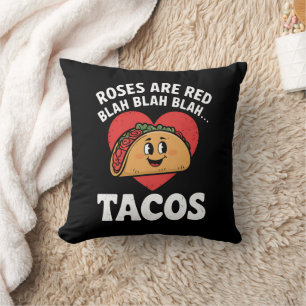 Ro är Red Blah Tacos Funny Alla hjärtans dag Kudde