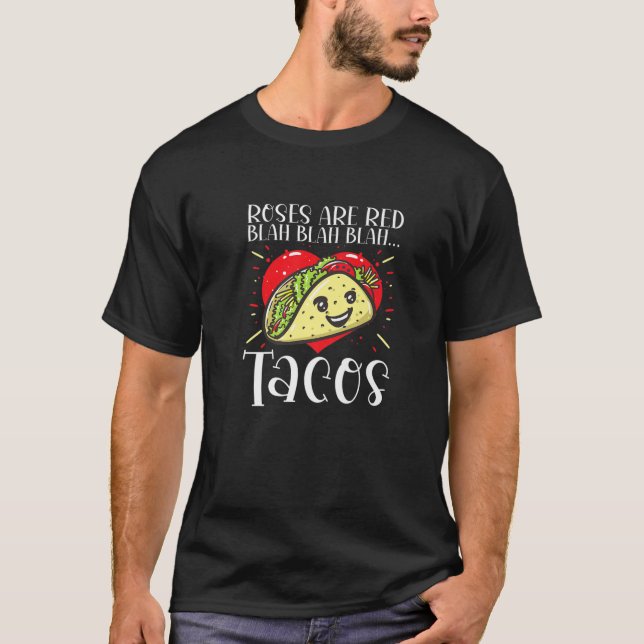 Ro är Red Blah Tacos Funny Alla hjärtans dag mat T Shirt (Framsida)