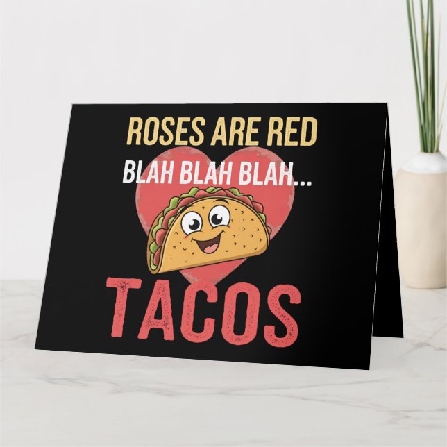 Ro är Red Blah Tacos Valentines day Food Älskare Kort (Framsida)