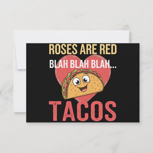 Ro är Red Blah Tacos Valentines day Food Älskare Tack Kort (Framsida)