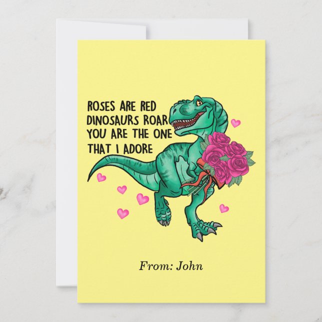 Ro är Red Funny Dinosaur Valentine Day Inbjudningar (Framsida)