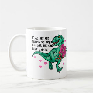 Ro är Red Funny Dinosaur Valentine Day Kaffemugg