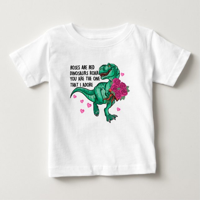 Ro är Red Funny Dinosaur Valentine Day T Shirt (Framsida)