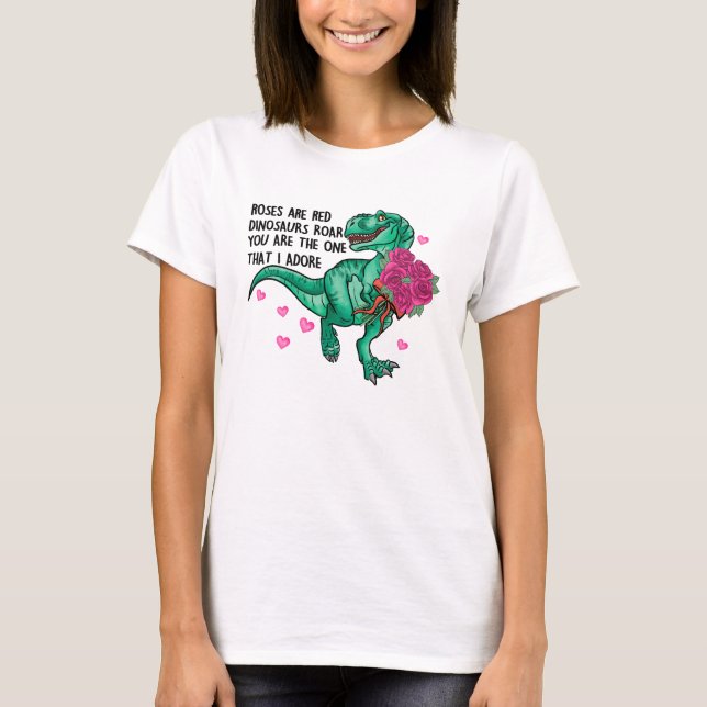 Ro är Red Funny Dinosaur Valentine Day T Shirt (Framsida)