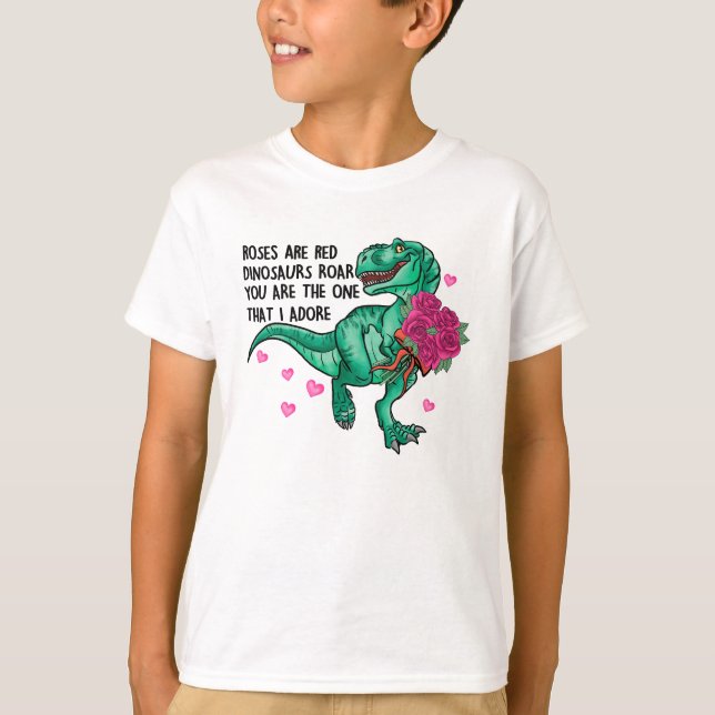 Ro är Red Funny Dinosaur Valentine Day T Shirt (Framsida)