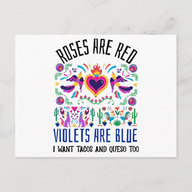 Ro är rött med en söt, mönstrad mexikankonst dr helg vykort (Framsida)