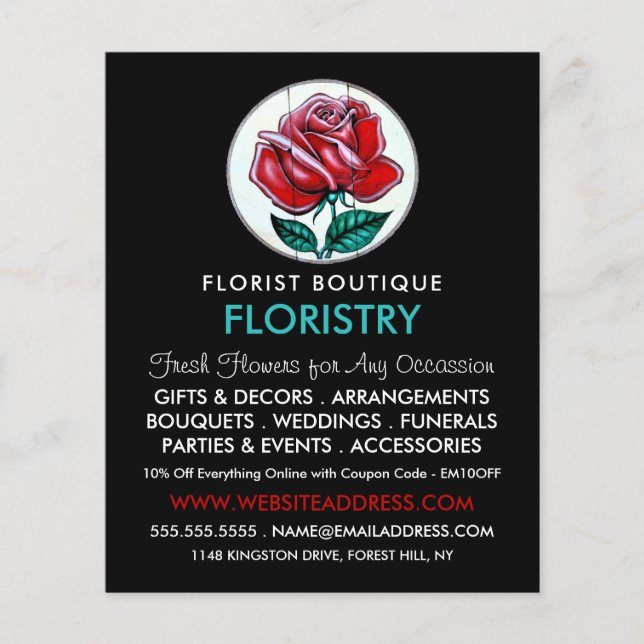 Ro Art, Florist, Floristry Advertising Flygblad (Framsidan)