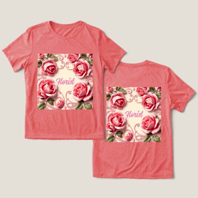 Ro Art nouveau Florist Red Triblend T-Shirt (Design fram och bak)