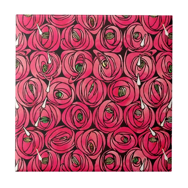 Ro Art nouveau Rennie Macintosh Graphic Kakelplatta (Framsidan)