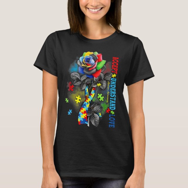 Ro Autism Awareness Accepterar Kärlek Autis T Shirt (Framsida)
