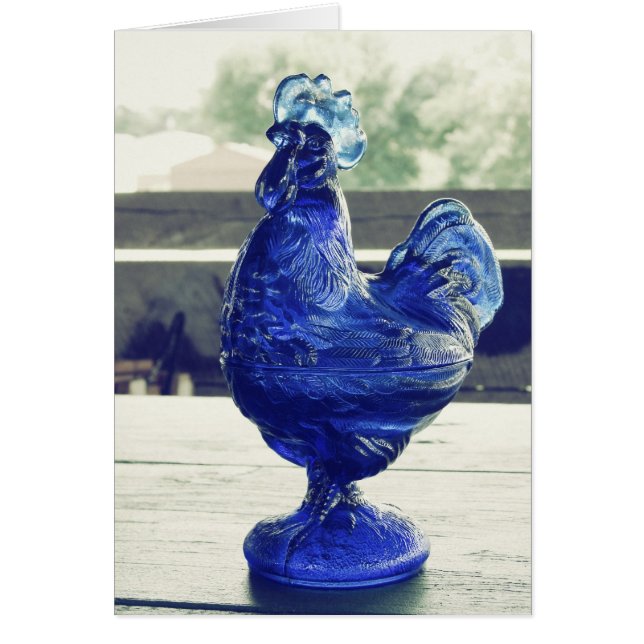 Ro av ofäkt blått glas hälsningskort (Framsidan)