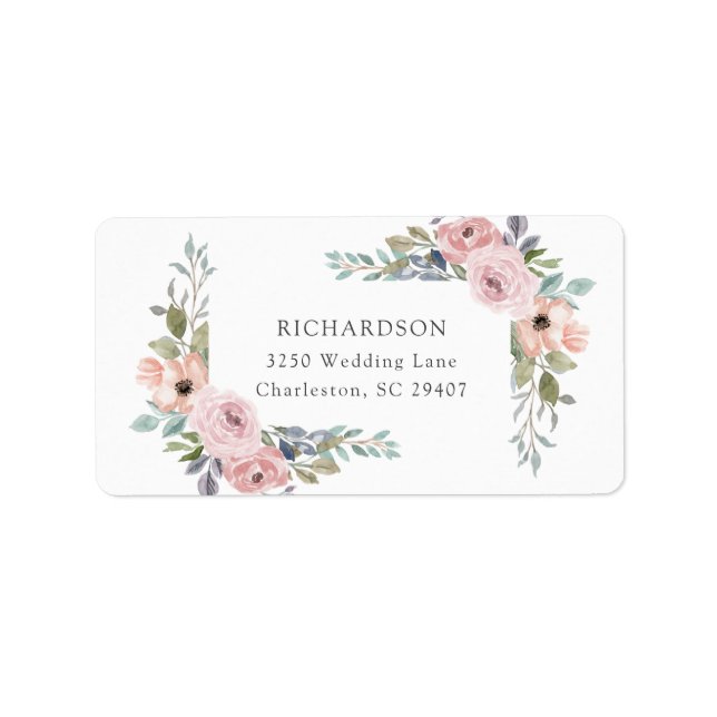 Ro av subtle Watercolor | BLOMMIGT BRÖLLOP Adressetikett (Framsidan)