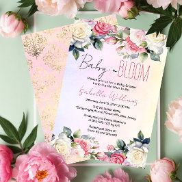 Ro Baby i Bloom Blommigt Baby Shower Inbjudningar