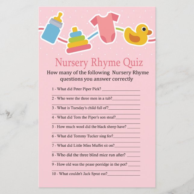 Ro Baby leksak Nursery Rhyme Quiz babyduschspel fö (Framsida)